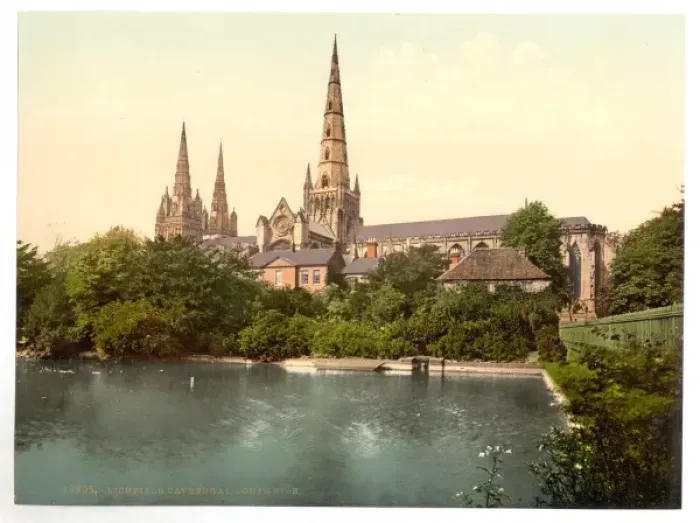 Framed Print : Lichfield Cathedral South Side Print, England, ca. 1890-1900 Framed Print : Lichfield Cathedral South Side Print, England, ca. 1890-1900