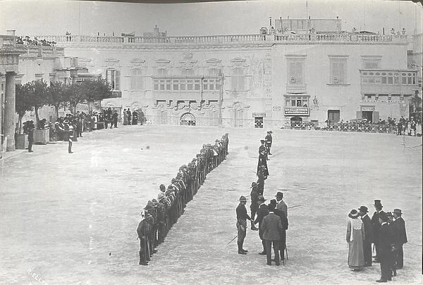 Chief Scout inspecting scout troops, Valletta, Malta