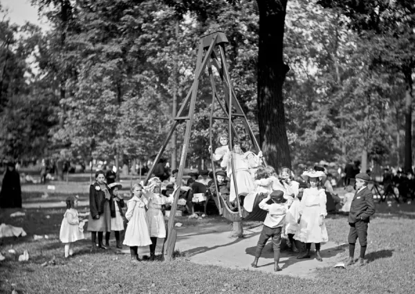 Children at Play: Vintage Playground Print, Art Prints