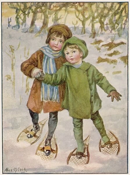 Children and snow shoes