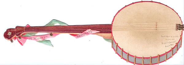 Christmas card in the shape of a banjo