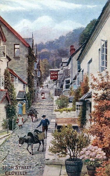 Clovelly High Street Vintage English Photography Poster 1890's Devon
