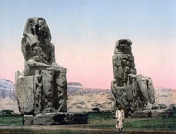 The Colossi of Memnon, Egypt, circa 1890s