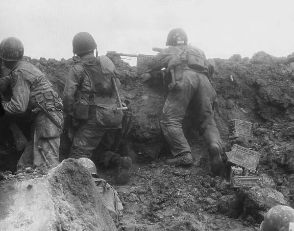 D-Day - American troops taking cover