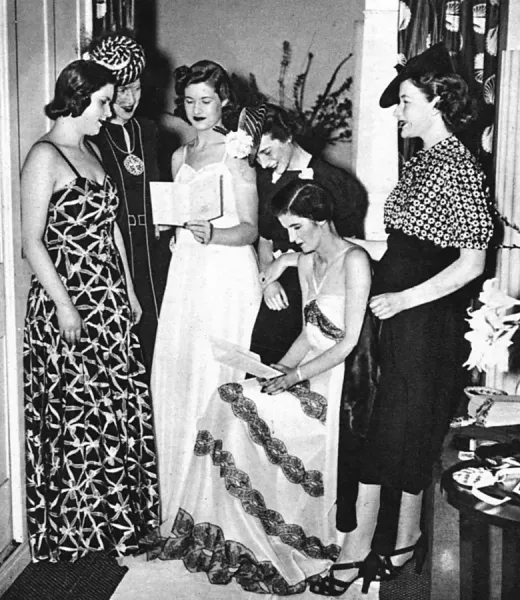 Framed Print of 1939 Debutante Dress Show Print: Society Girls as  Mannequins. Framed Print from Mary Evans