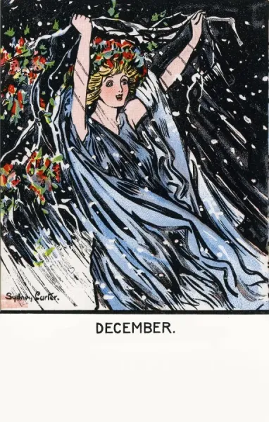 Framed Print of December Print: Goddess Khione, Greek Snow Goddess