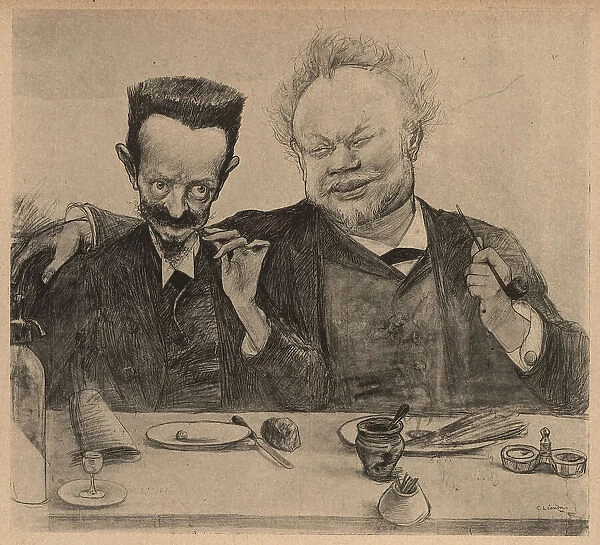 Deux Amis. A group portrait sketch of two friends