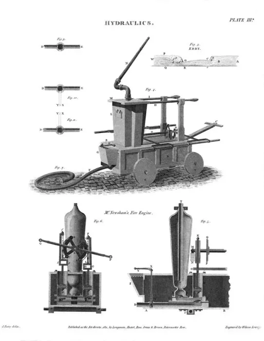 Framed Print : Engraving of Newshams Fire Engine Print, 1725 Framed Print : Engraving of Newshams Fire Engine Print, 1725