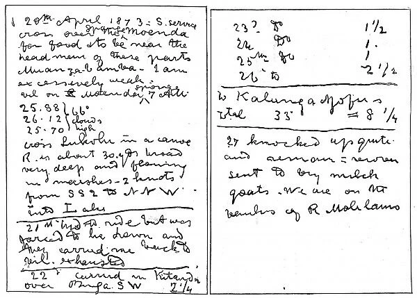 The Last Entry in Dr. David Livingstones Notebook, 1873