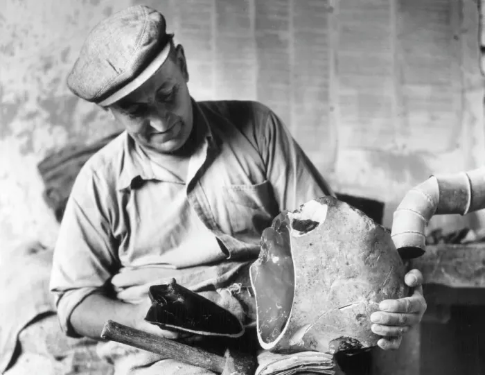 Framed Print : The Flint Knapper Print, 1950s