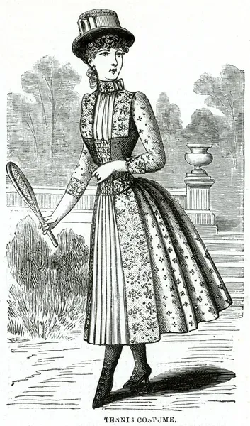 1886 Teenage Girl in Tennis Dress Art Prints, Posters