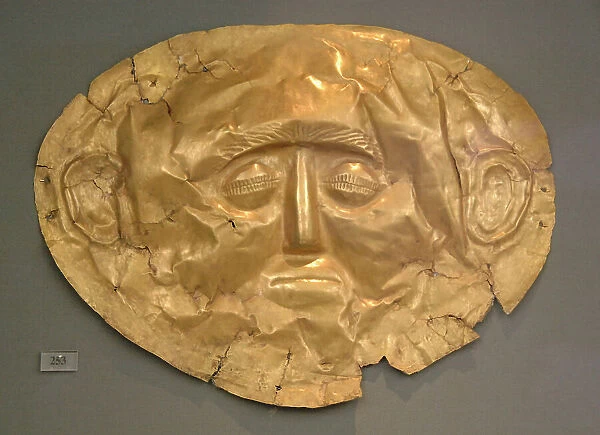Funerary mask in gold foil embossed. IV Grave Circle A in th