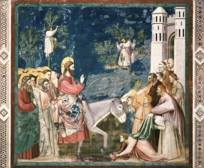 Framed Print of Giotto di Bondone Print: Entry into Jerusalem