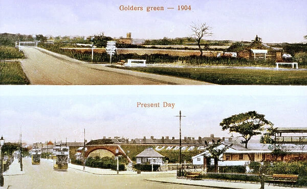 Golders Green tube station, NW London, and an earlier view