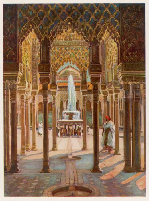 Framed Print : Granada Print: The Court of Lions in the Alhambra Framed Print : Granada Print: The Court of Lions in the Alhambra