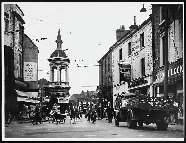 Grimsby Street. Busy scene at the Old Market Place