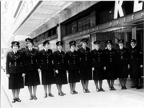 Group photo, women police officers outside KLM offices
