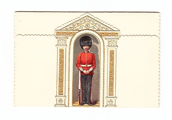 Guardsman in a sentry box on a greetings card