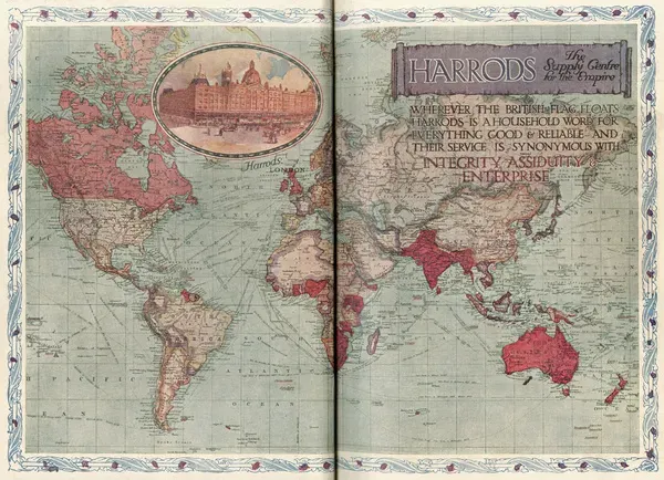 Framed Print of Harrods Department Store World Map Print, c. 1909