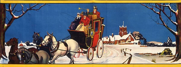 Horse-drawn coach in the snow