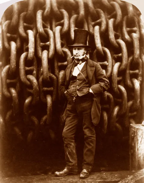 I K Brunel before the hauling chains of the Great Eastern