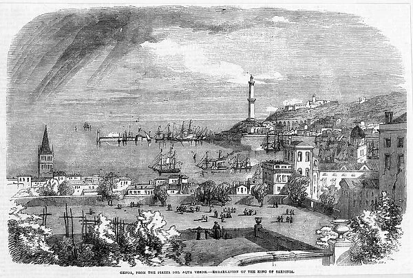 Italy Genova. The harbour, seen from the piazza del Aqua Verde