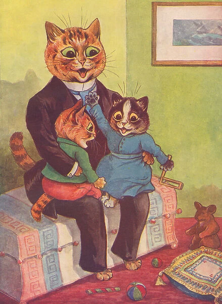 Louis Wain cats. Daddys darlings. From Pussys Adventures. Artist: Louis Wain Date: 1912