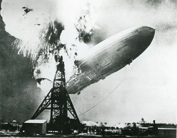 LZ 129 Hindenburg being consumed by fire shortly after a?