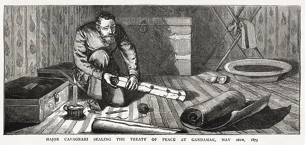 Major Cavagnari sealing the treaty of peace at Gandamak, 26th May 1879