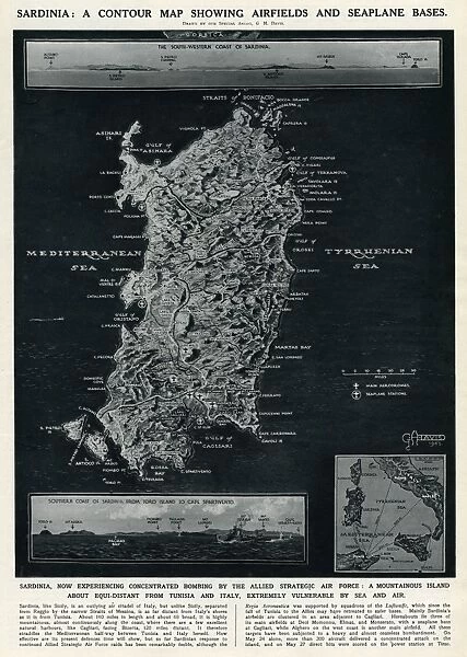 Map of Sardinia by G. H. Davis