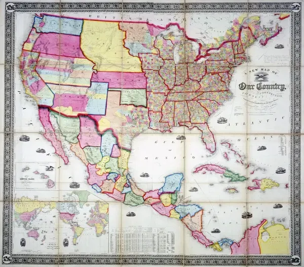 Map of the USA 1855 available as Framed Prints, Photos, Wall Art and ...