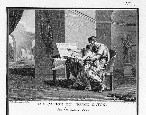 Marcus Porcius Cato, Roman statesman, educating son