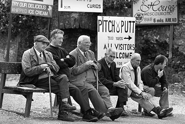 Six men on a public bench, Killaloe, Co Clare, Ireland