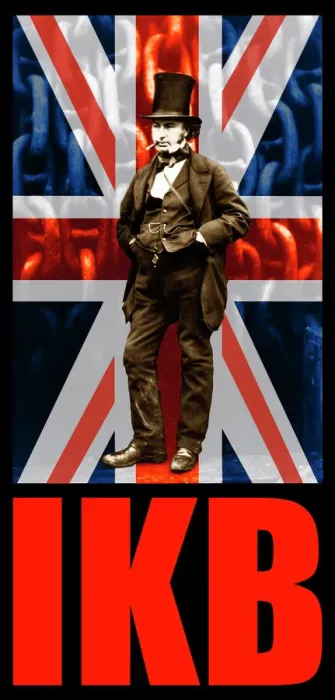 Framed Print : Isambard Kingdom Brunel Print with Union Jack Flag Design Framed Print : Isambard Kingdom Brunel Print with Union Jack Flag Design