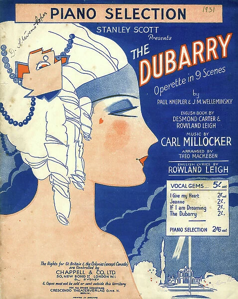 Music cover, The Dubarry Operette in 9 Scenes