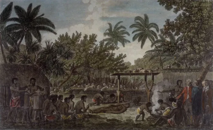 Framed Print : Captain Cook in Tahiti: A Human Sacrifice Print, 1769