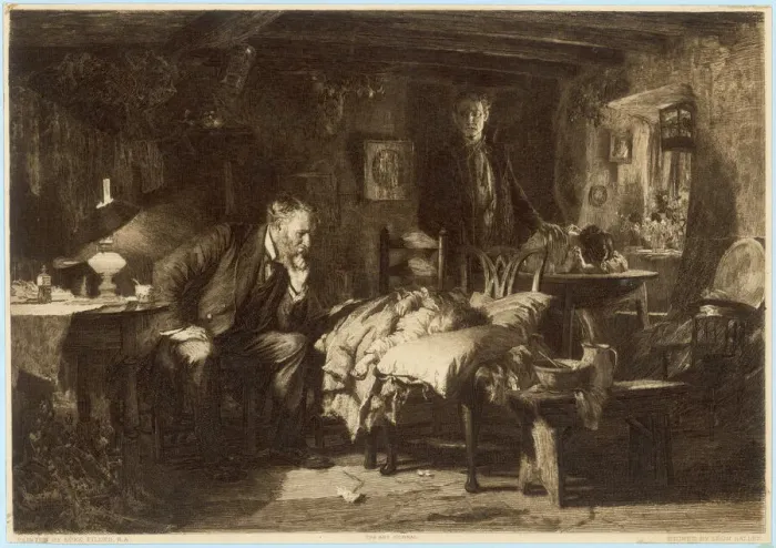 Framed Print : 19th Century Doctor Visits a Patient Print Framed Print : 19th Century Doctor Visits a Patient Print