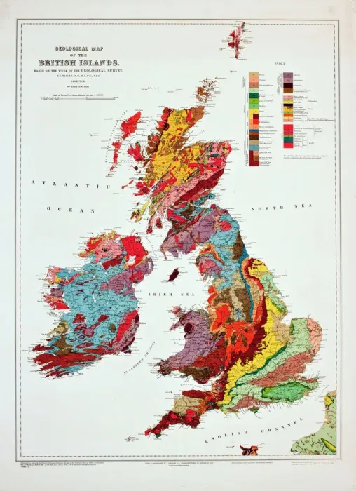 Framed Print : Geological Map of the British Islands Print 1941