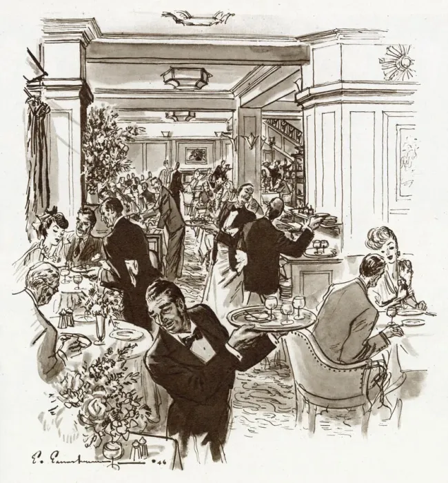 Framed Print : The Ivy Restaurant Interior, 1946 Print