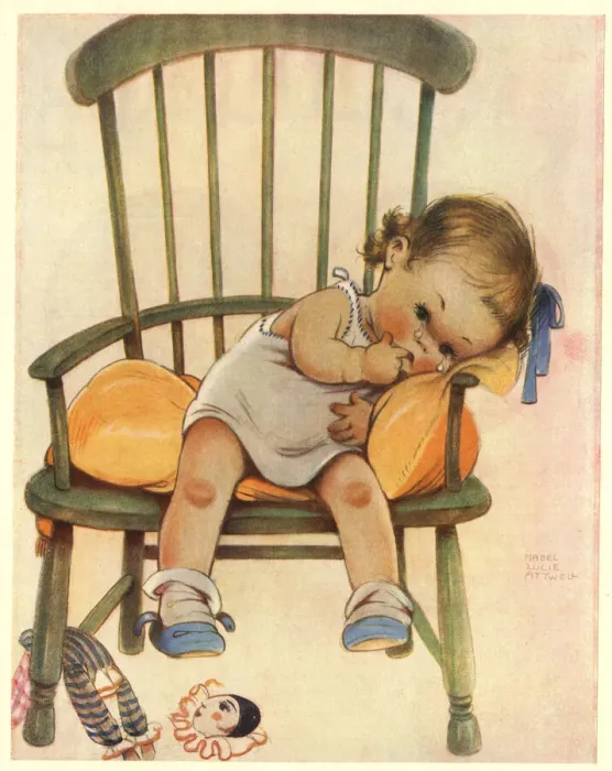 Framed Print : Mabel Lucie Attwell Print - First Disillusions Framed Print : Mabel Lucie Attwell Print - First Disillusions