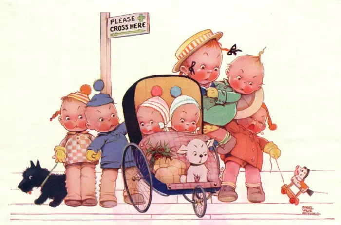 Framed Print : Mabel Lucie Attwell - Wait Til the Cars Roll By Jinnie Print 1939 Framed Print : Mabel Lucie Attwell - Wait Til the Cars Roll By Jinnie Print 1939