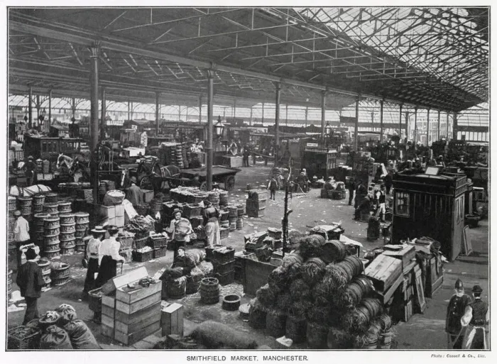 Framed Print : Smithfield Market, Manchester Interior Print 1897 Framed Print : Smithfield Market, Manchester Interior Print 1897