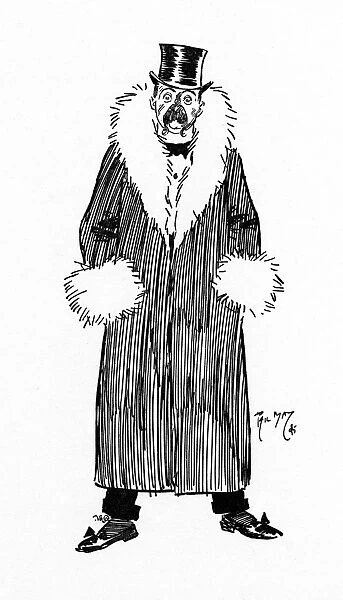 Nouveau Riche Gentleman in excessive fur-trimmed coat