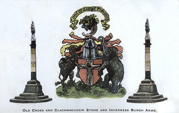 Old Cross and Clachnacuddin Stone and Inverness Burgh Arms