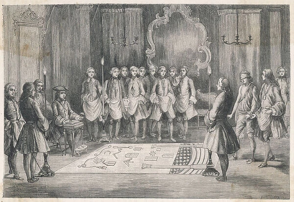 Paris Masons, 1740. Freemasons in a Masonic Lodge in Paris perform a ritual