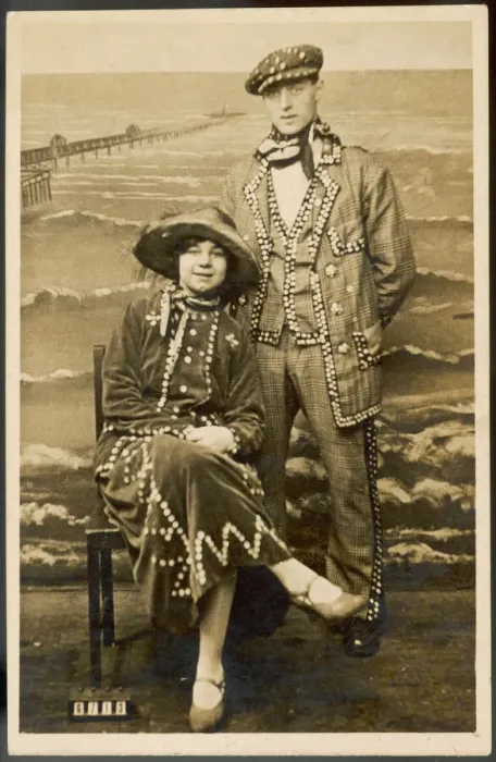Framed Print : Vintage Print of Pearly King and Queen Framed Print : Vintage Print of Pearly King and Queen