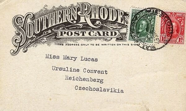 Postcard to Reichenberg, Czechoslovakia