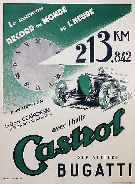 Poster, Castrol oil, Bugatti car