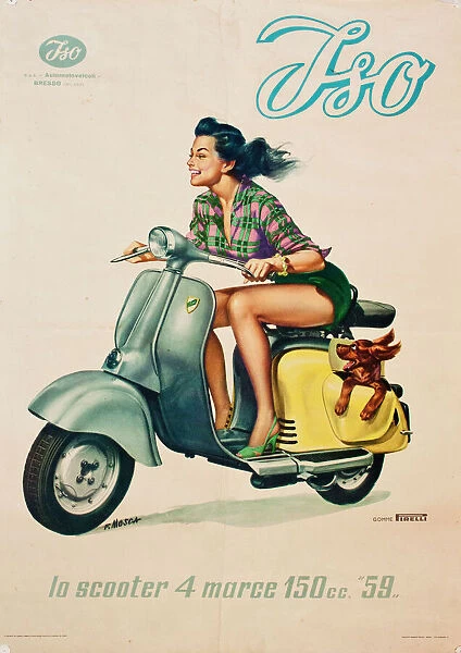 Poster, Iso Scooter, 150cc, design by F Mosca.. circa 1959