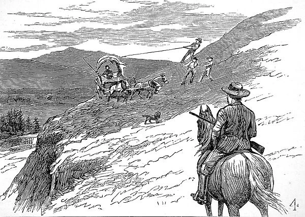 Pulling a wagon up a steep slope, Yellowstone, 1883